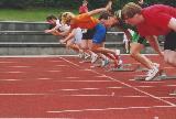 Start des 100m-Laufes der Frauen
